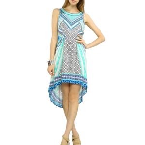 Flying Tomato Womens Lace Back High Low Dress Sz Medium Tropical Boho